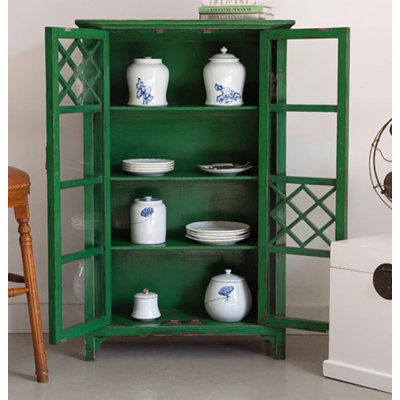 Présentoir 77,95 "en bois massif brun et armoires en porcelaine