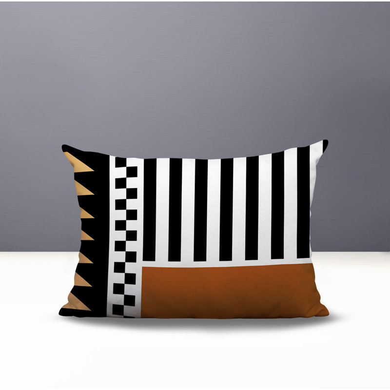 Oreiller rectangulaire réversible intérieur / extérieur Kaleido, Rectangulaire H 14 po x l 20 po, Orange