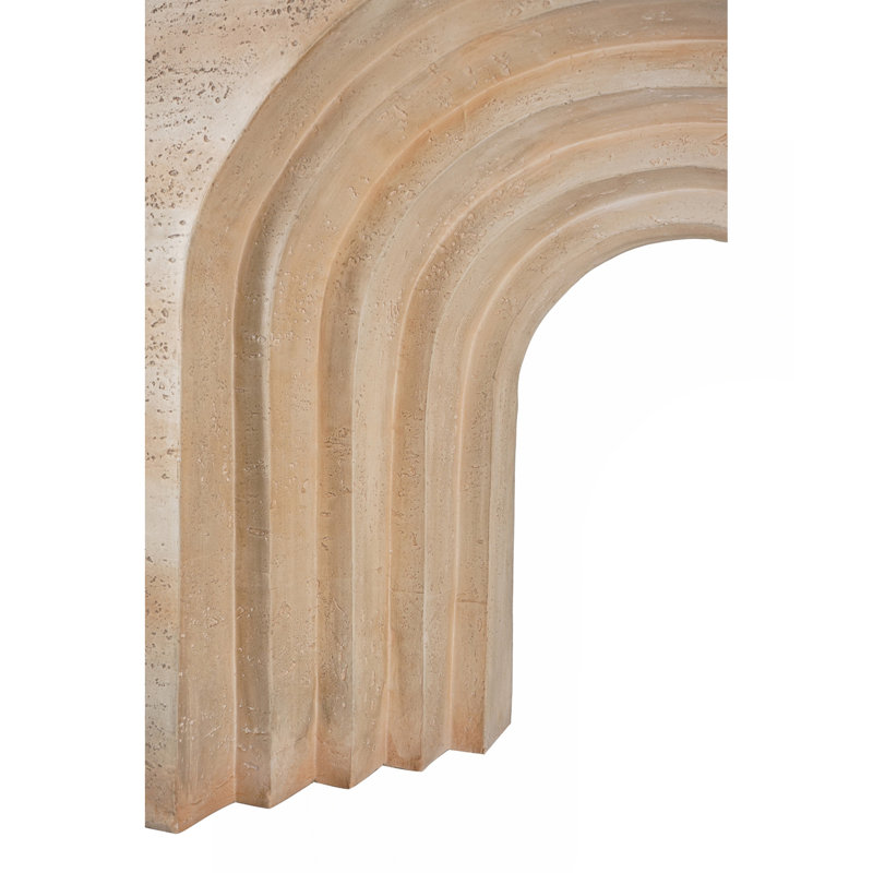 Modern Arched Sculptural Console Table, 32.3X14.2X29.9", Beige Faux Travertine Finish | Gift Idea