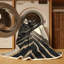 Tapis noir art déco lavable à la machine Titus Khepri Starburst - reliure brun clair-1183967502