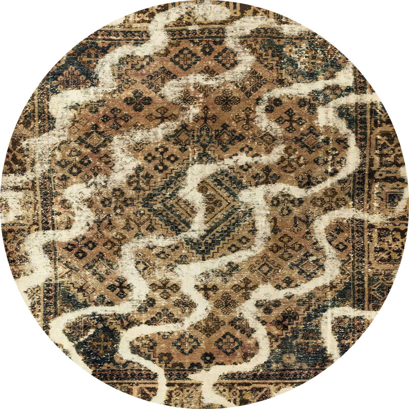 Abstract Indoor Rug, Round 6'