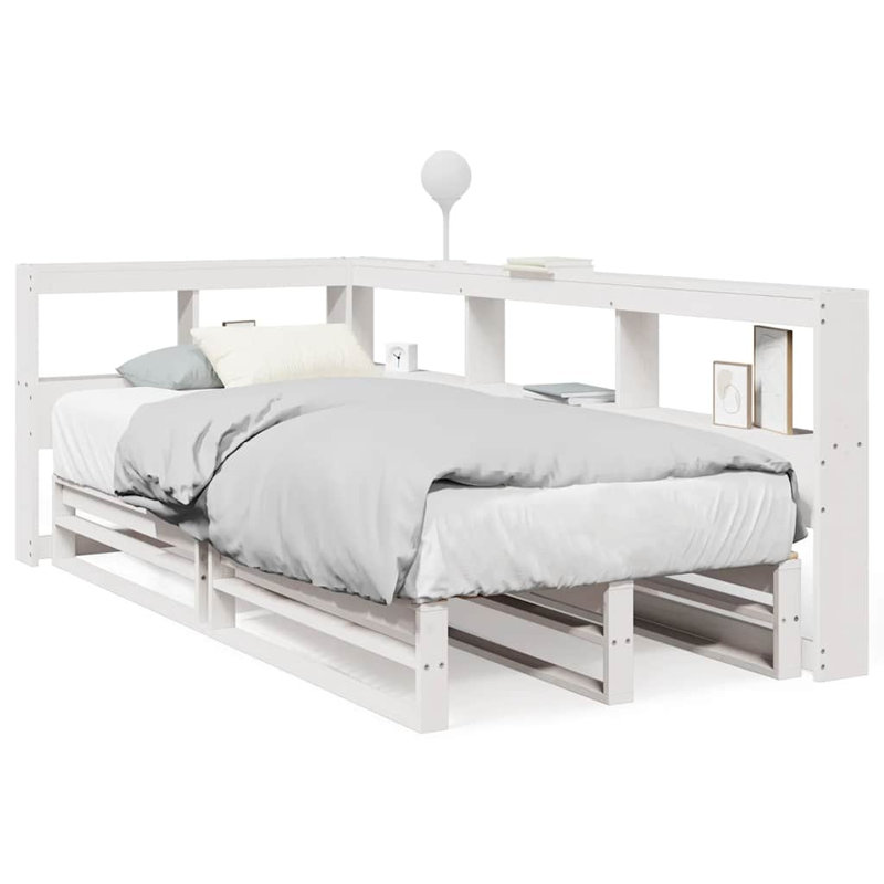 Solid Wood Storage Bed, European Single (90 x 200 cm), White