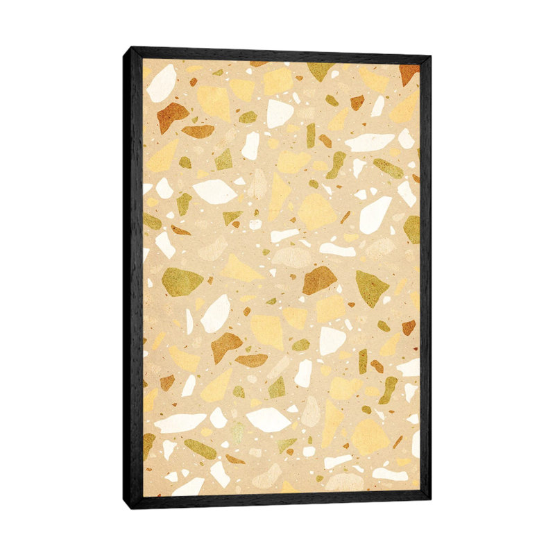 Neutral Terrazzo Pattern by Whales Way - Print on Canvas, 101.6cm H x 66.04cm W x 3.81cm D, Black Framed