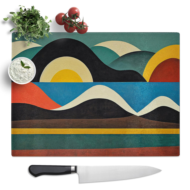 Abstract Landscape Hills  Glass Chopping Board