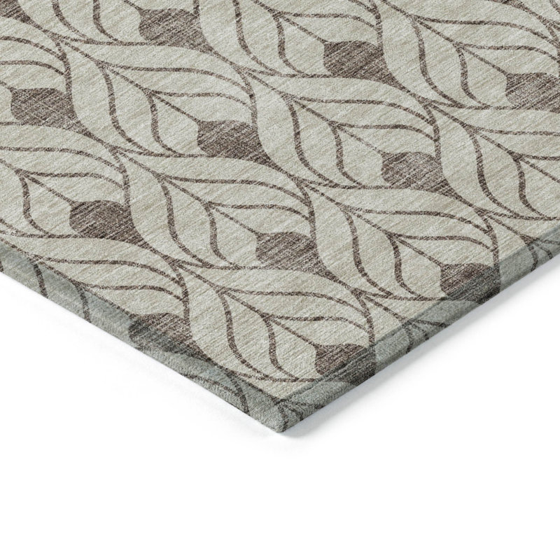 Tapis intérieur / extérieur géométrique lavable 9 pi x 12 pi brun et beige