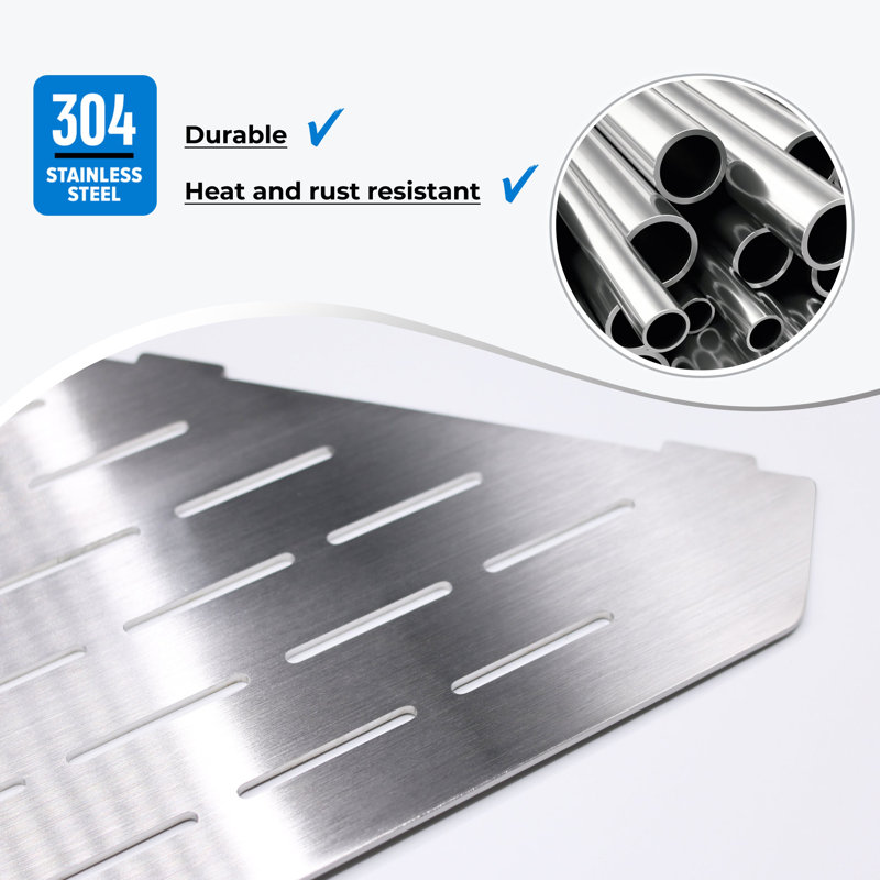 Paquet de 2 tablettes de douche encastrées en nickel brossé de 10 po FerdY, tablette flottante en acier inoxydable 304, tablettes de rangement pour panier de douche, pour murs de salle de bain carrelés, sans perçage, diamant rayé