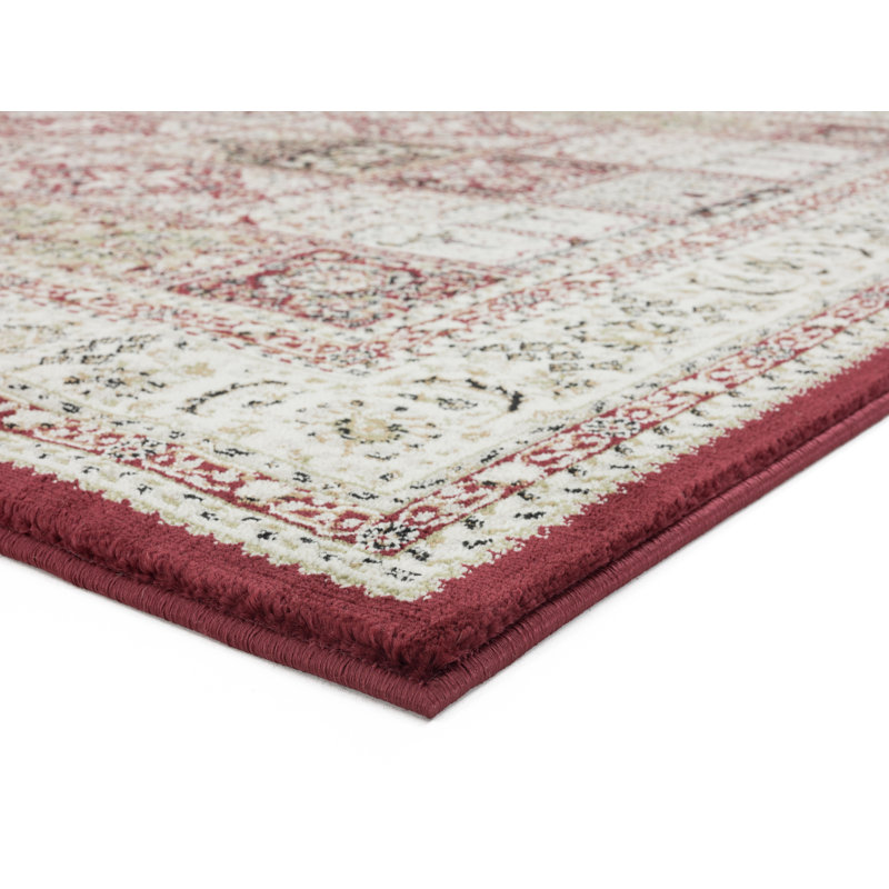Tapis décoratif rouge/crème devansh, Rectangle 6 pi 9 po x 9 pi 6 po