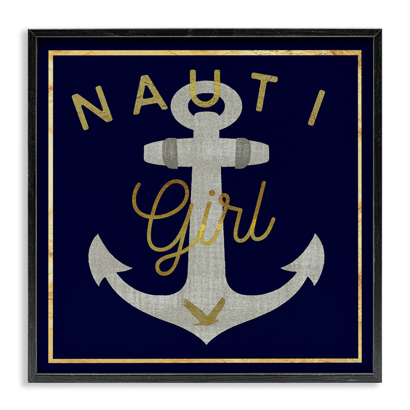Nautic Girl with Anchor, art de la giclée encadrée par Graffi *ee Studios, Giclée encadrée noir minuit, H 17 po x l 17 po
