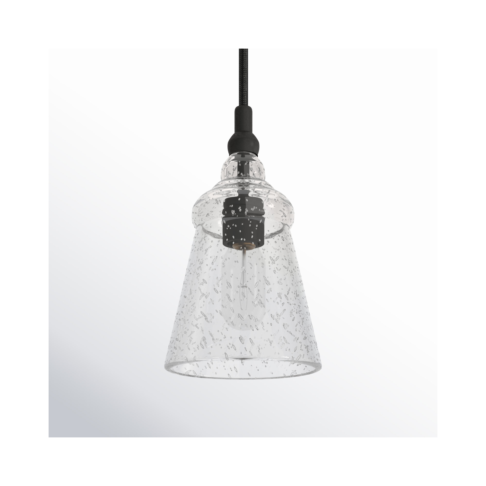 Levine Single Light Glass Steel Dimmable Pendant, Midnight Black