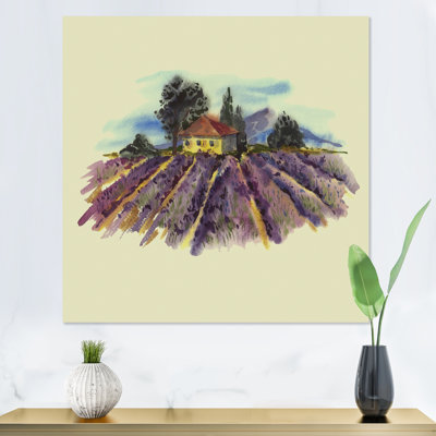 Paysage de printemps avec lavande en fleurs - reproduction sur toile