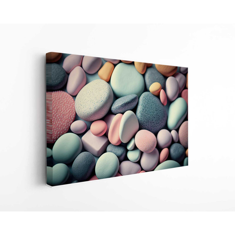Gros plan, texture de galets avec impression sur toile pastel doux, H 16 po x l 24 po x P 1 po