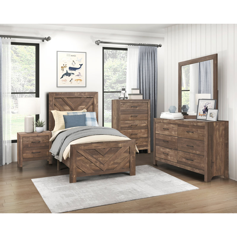 Modern Bedroom Twin Bed In Rustic Brown, Enhancing Aesthetics And Comfort Brown For Bedroom, Long-Lasting Design, Twin