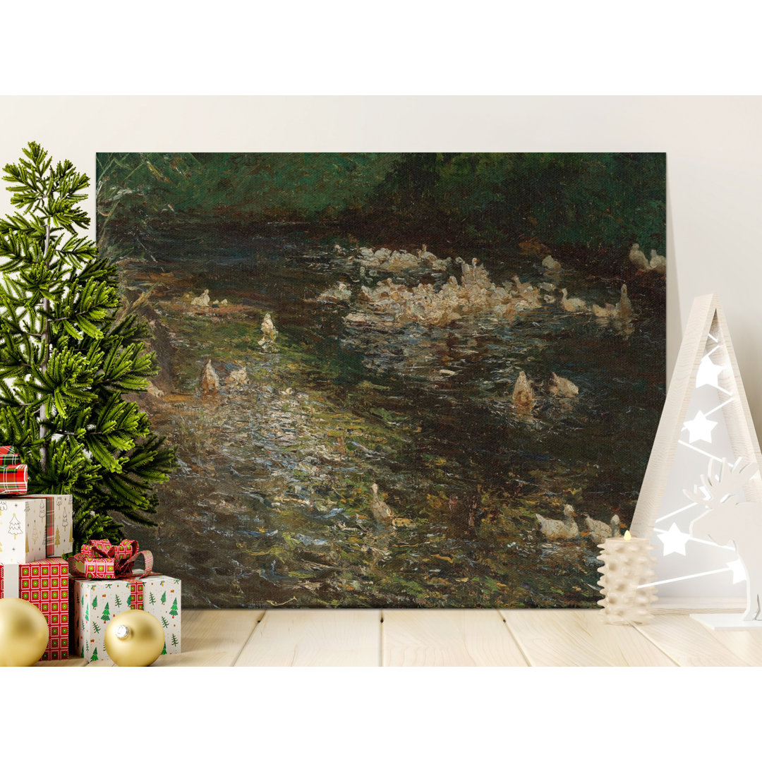 Duck Pond Canvas Wall Art, Gallery Wrapped Print, Ducks in Water Painting, Ready to Hang Canvas, Archival Inks, Home Decor, Statement Piece