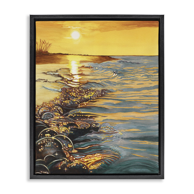 "Saltwater Beach Sunset Brown", art mural sur toile flottante par Christine Reichow, H 31 po x l 25 po