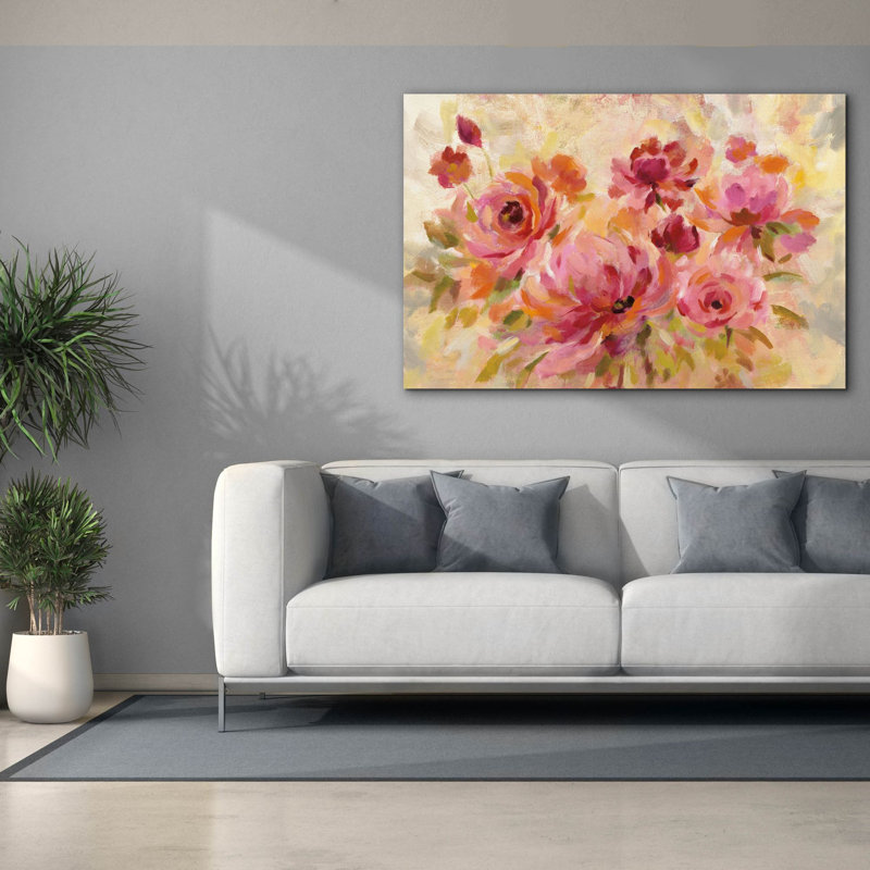 «Epic Graffiti» Bouquet romantique »par Silvia Vassileva, art mural sur toile, 60 po x 40 po, H 40 po x l 60 po