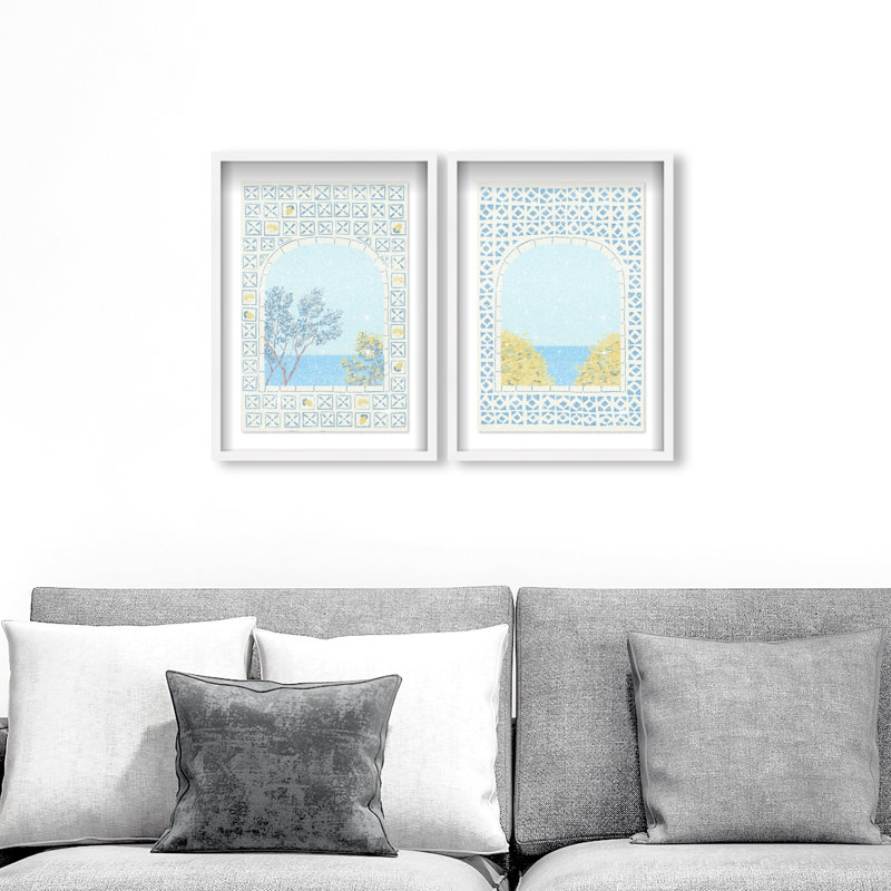 Mediterranean Window Set Set by Oliver Gal, 51"H x 35"W, White Shadowbox