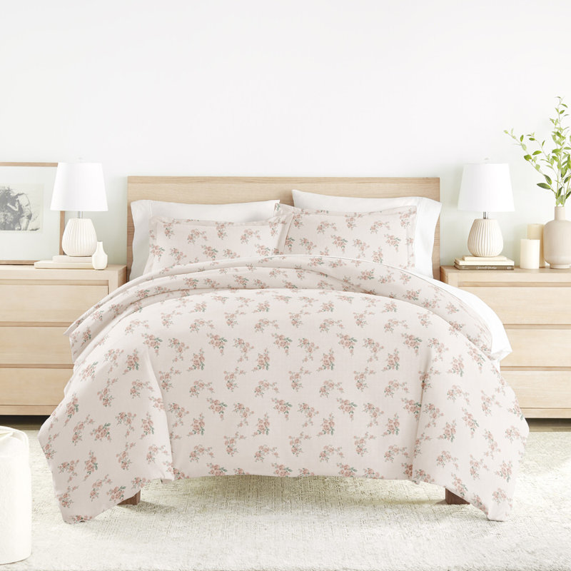 Ensemble de housse de couette en microfibre à motif ultra doux de couleur abricot