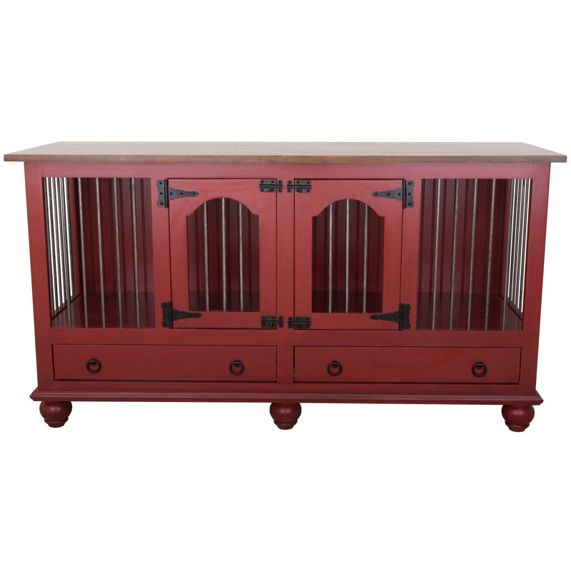 Stelly Wood Furniture Style Crate with 2 Doors, Caribbean Rum, Autumn Gold
