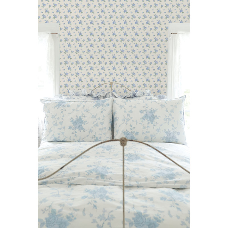 Rouleau de papier peint L 33 pi x l 20,5 po Rose, Bleu