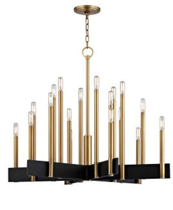 Abrams 18 - Light Chandelier, Aged Brass