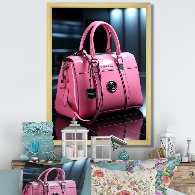 Leelen Fashion Bag Glamour II rose, Encadrement doré, H 44 po x l 34 po x P 1,5 po