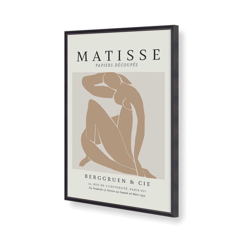 Matisse's Nude II en brun clair roulé, H 17,25 po x l 13,25 po x P 1,25 po, Reproduction encadrée sans passe-partout