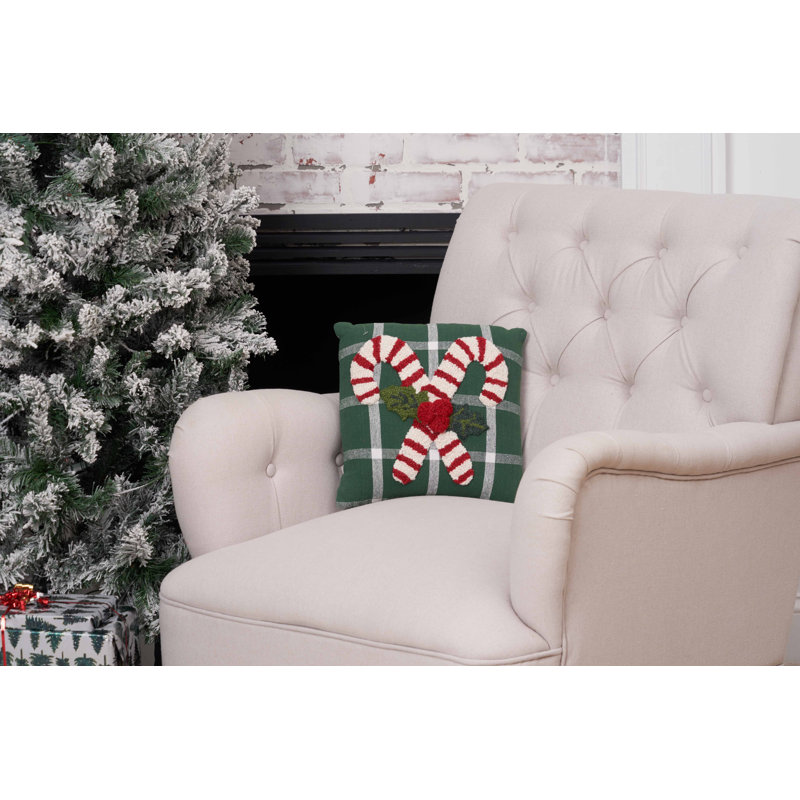 Coussin décoratif 12 "x 12" Candy Canes