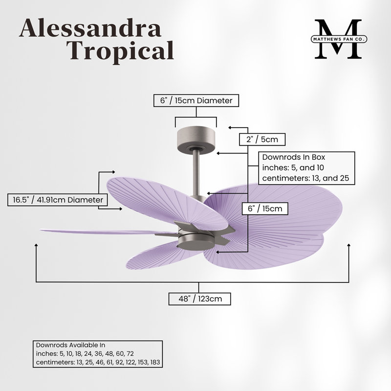 Alessandra - Five Blade Ceiling Fan, Lilac, Brushed Nickel