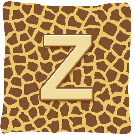 Coussin décoratif intérieur/extérieur initial monogramme giraffe, Z
