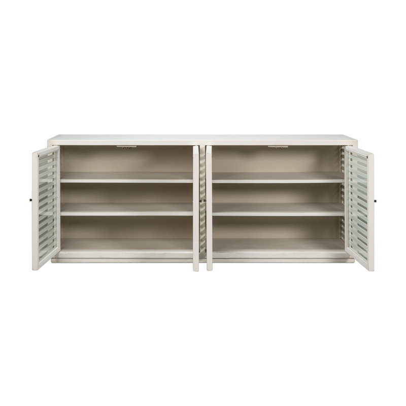 Antique White 92'' Reclaimed Pine Sideboard with Slatted Doors