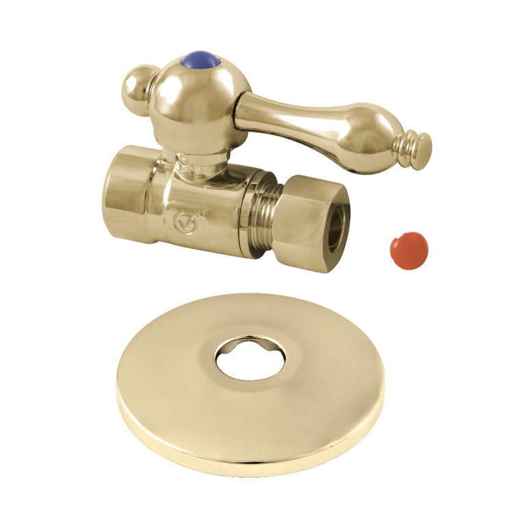 Kingston Brass 1/2-Inch Sweat x 3/8-Inch OD Comp Quarter-Turn Straight Stop Valve with Flange