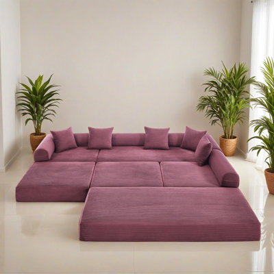 Modular 106.32" Convertible L-Shaped Sleeper Sectional Sofa With Foldable Memory Foam Sleeper Bed, Space Saving Configurable Couch for Living Room