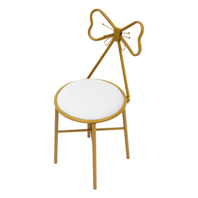 13.39" Modern Chair Anti-Slip Butterfly-Shaped Stool Butterfly Backrest Chair For Dining Makeup (Velvet) by Mercer41