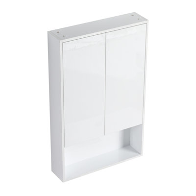 Armoire murale de salle de bain 24 po, portes à fermeture douce, conception à fixation flottante, blanc brillant (emballage KD)
