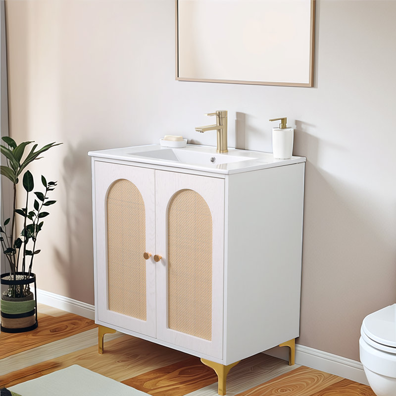 30'' White Modern Free-Standing Single Bathroom Vanity Set