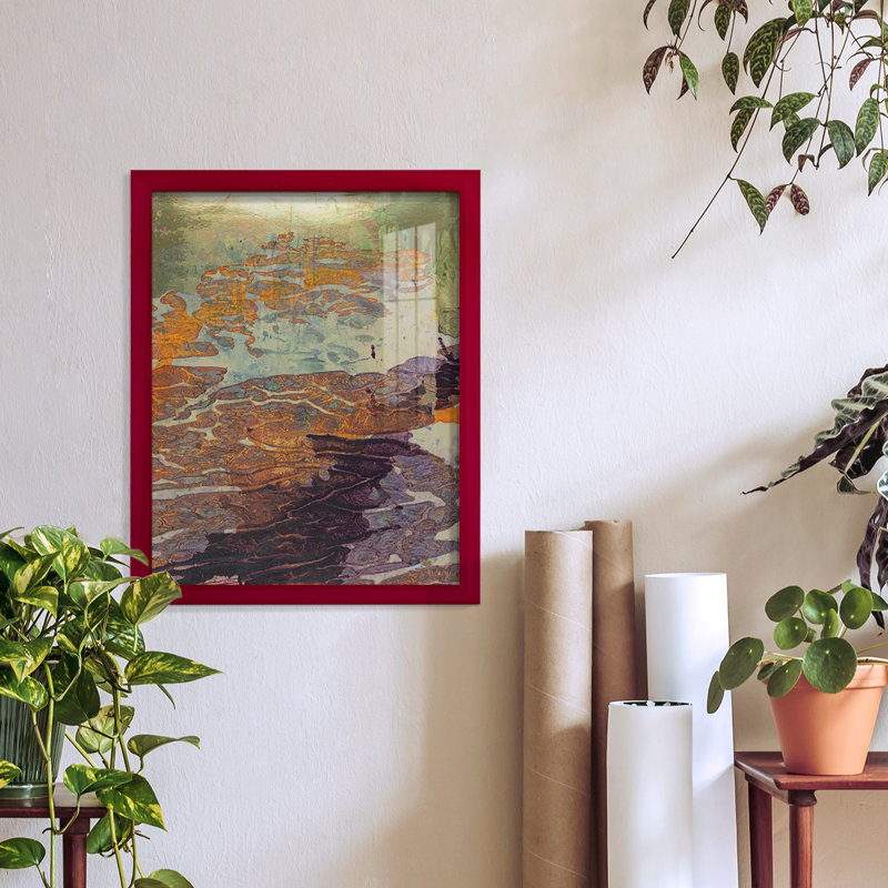 Paysage de Monet VII sur papier, Rouge, H 15 po x l 12 po x P 1 po