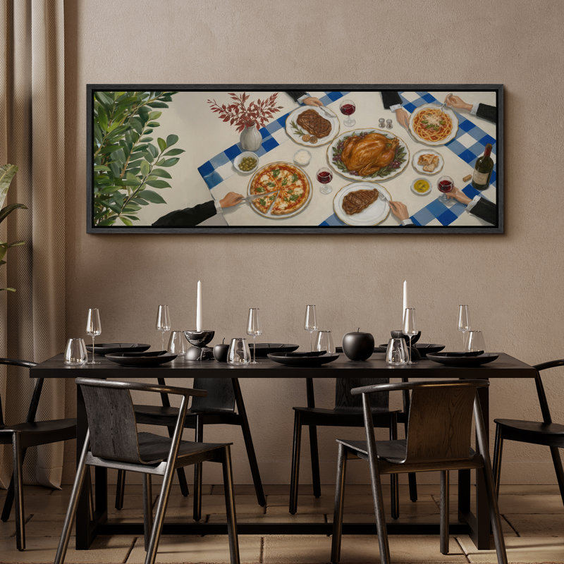 Élégante décoration de table repas repas au-dessus de la célébration gastronomique murale - grande impression sur toile encadrée de la chambre principale
