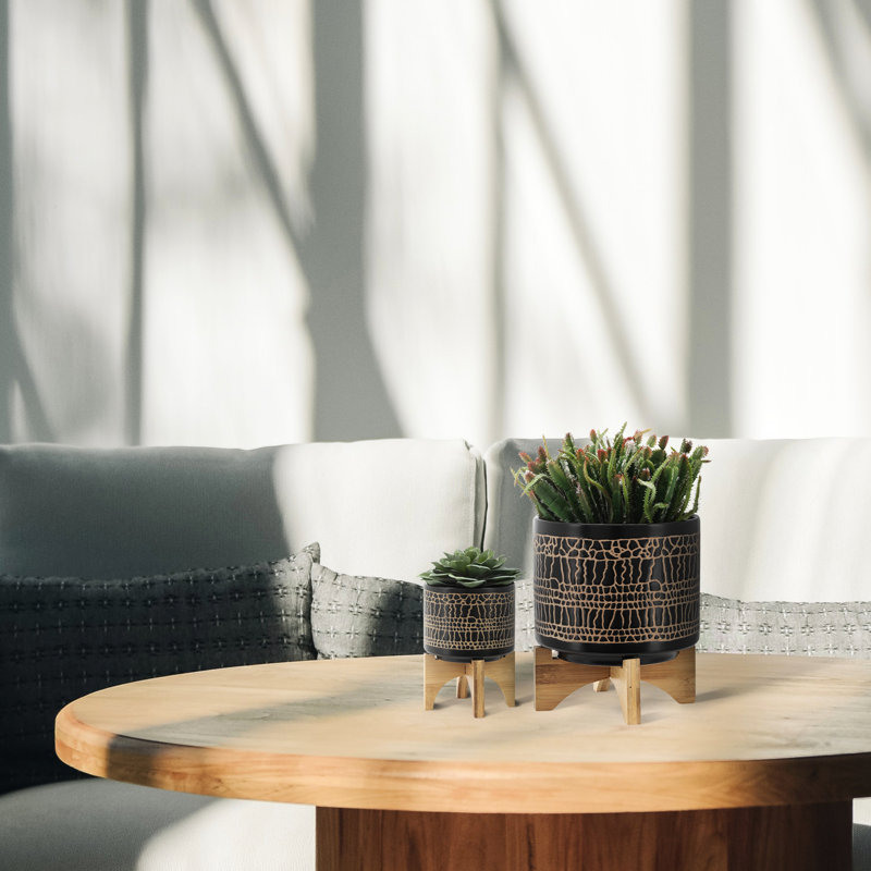 Jardinière en céramique émaillée avec support, rendant votre décor de jardin et de chambre à coucher plus charmant
