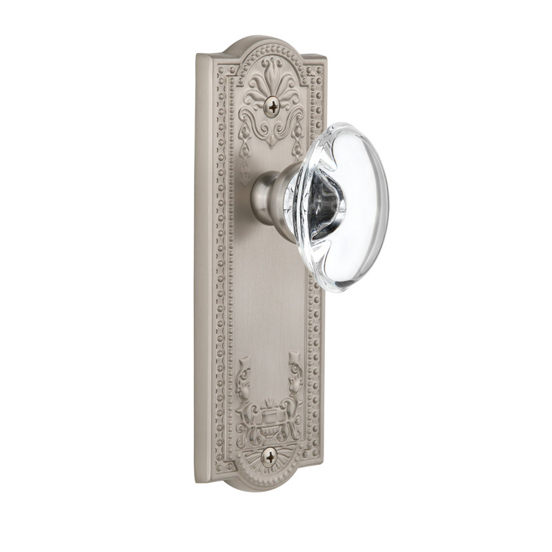 Grandeur Parthénon plaque avec bouton de porte en cristal de Provence, 2-3/4", Nickel satiné