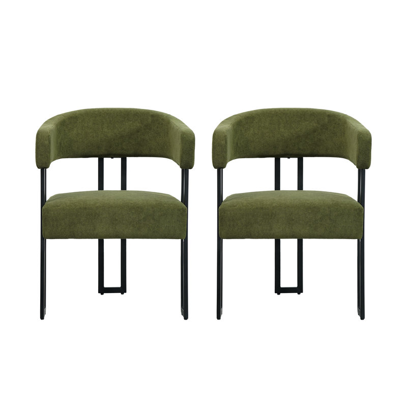 Haskett Upholstered Dining Armchair with metal legs, Green