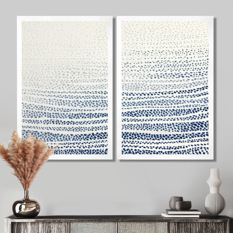 «Blue and Beige Oceanic Seaweed - Coastal Wall Art, Blue Coastal, reproduction sur toile 2 pièces, H 36 po x l 48 po, Blanc