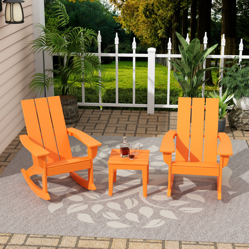 Chaise berçante d'extérieur en plastique Joubert, Orange