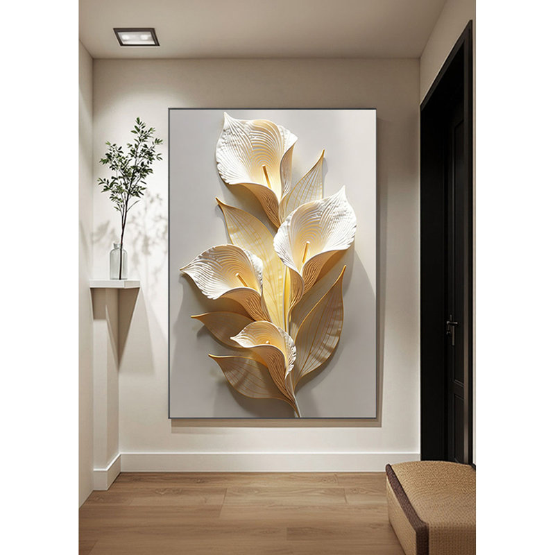 Murale moderne en céramique fleur dorée minimaliste moderne