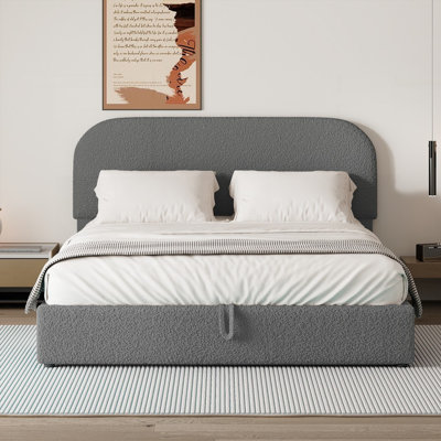Queen Size Upholstered Platform Bed with Hydraulic Storage System - No Box Spring Needed, Sturdy &amp; Durable