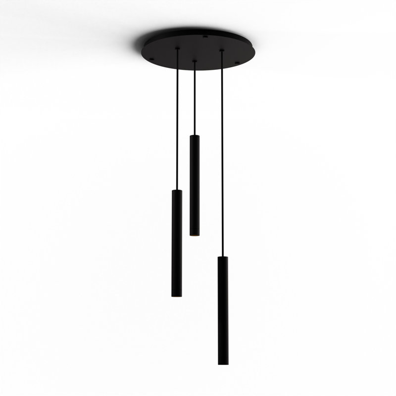 3 - Light LED Pendant, Matte Black