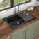 33"L x 22"W Quartz Kitchen Sink Black Drop In Single Bowl Kitchen Sink with Two Faucet Holes