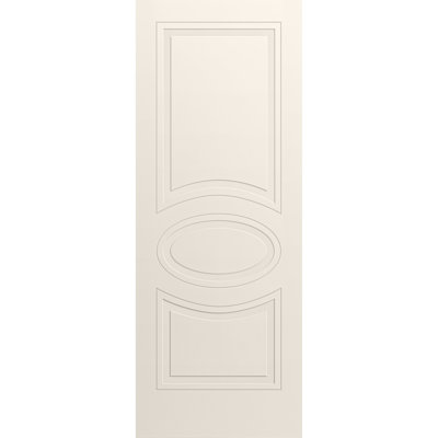 Porte intérieure française pleine 91,4 cm x 203,2 cm (36 po x 80 po) Mela 7001, peinte en crème, panneau simple, cadre standard, poignée, porte moderne pour salle de bain ou chambre.