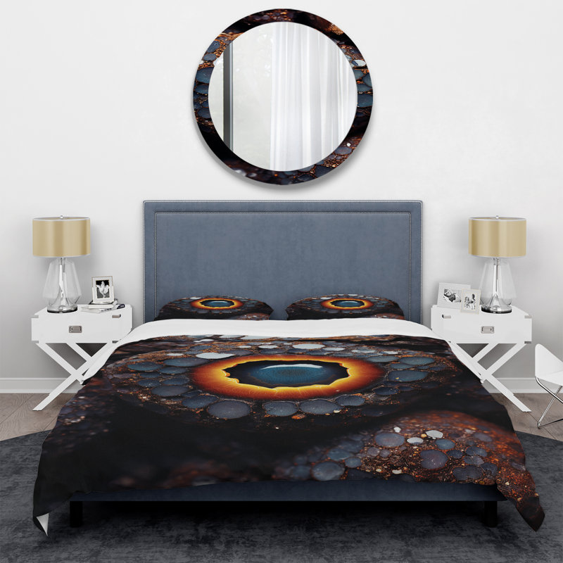 Ensemble de housse de couette noir et orange Aquace Geode II - Stone Geode, Housse de couette pour très grand lit et 2 très 
