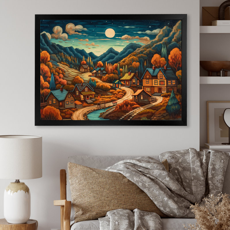 Petit village alpin Carlisa en automne II, Cadre photo noir, H 12 po x l 20 po x P 1 po