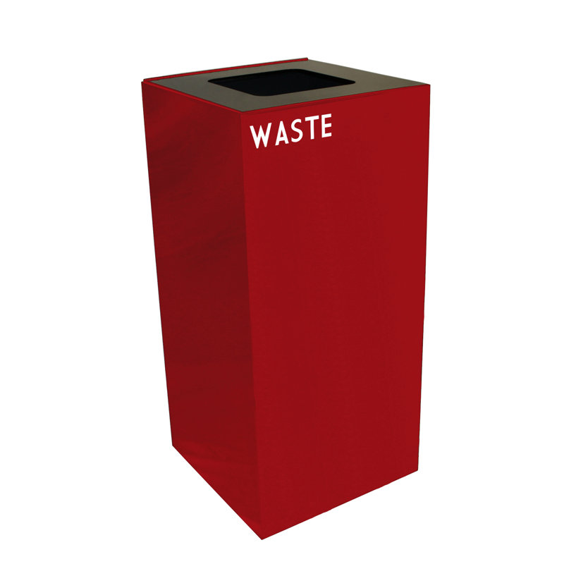 Poubelle de recyclage Geocube 24 gallons, Rouge écarlate, Carrée pour plastiques et déchets, 32 gallons